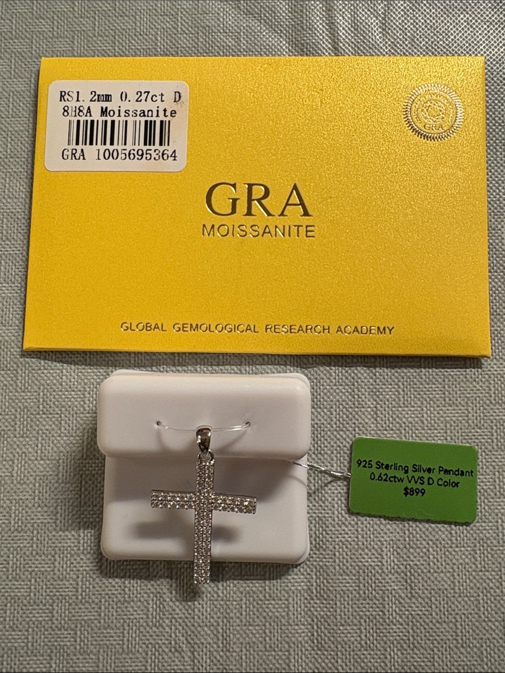 Sterling Silver Cross Pendant with Moissonite
